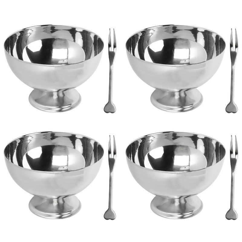 4Pcs Stainless Steel Dessert Bowl Multi Functional Drop Resistant Rustproof