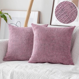 Home Brilliant Set of 2 Cushion Covers 65cm x 65cm Blush Soft Textured Chenille Cushion Covers Living Room Bedroom, 65x65, Lavender Pink
