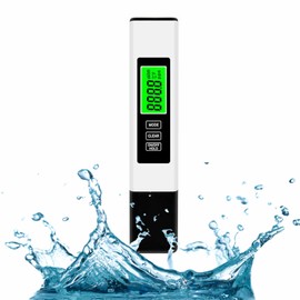 TDS Meter Digital Water Quality Tester,EC Meter & Temperature Meter 4 in 1,for Ro-Rodi System Drinking Water,Water Quality Tester 0-9990 PPM Measuring Range,1 PPM Increments（White）