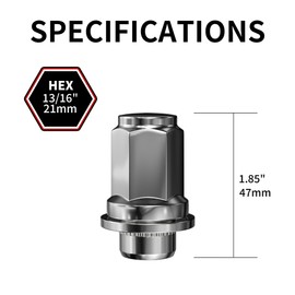 Richeer 24Pcs M12x1.5 OEM Factory Style Lug Nuts for Tacoma, 4Runner, FJ Cruiser, GX460, GX470, Mag Washer Style, 1.85 inch Tall - 13/16"(21mm) Hex, 12x1.5 Chrome Lug Nuts