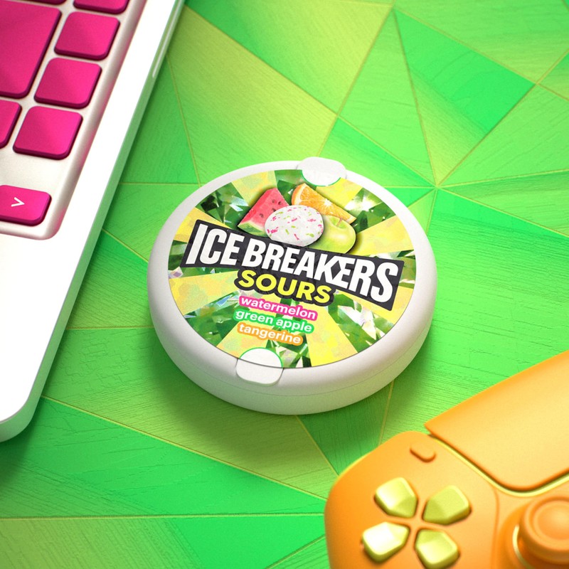 ICE BREAKERS Sours Assorted Fruit Flavored Sugar Free Mints Tin,