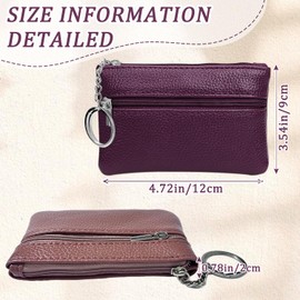 2 Pcs Coin Purse, Zipper Coin Purse Women Keychain Small Coin Purse Girl Boys Coin Purse Portable Mini Coin Pouch for Women Men (Purple+Pink)