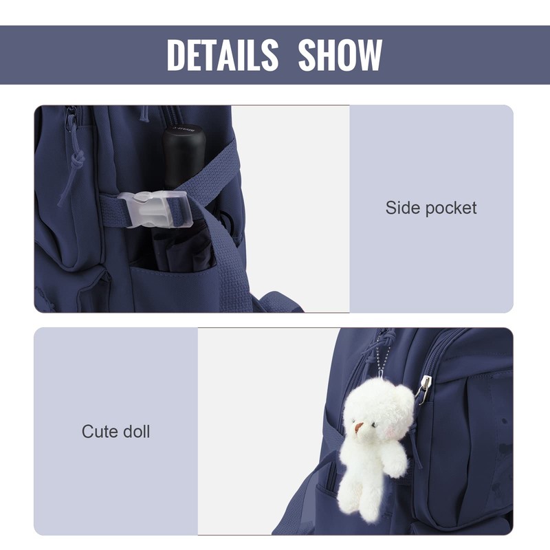 7VSTOHS Kawaii School Backpack for Girls Cute Aesthetic Backpack School