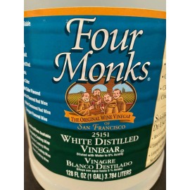 Four Monks White Wine Vinegar SF Distilled Food Household Cleaner 1 Gallon Jug