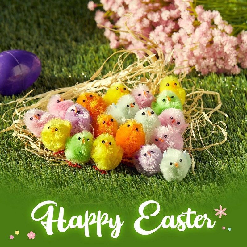 Kaimirui 36Pcs Mini Easter Chicks -Colourful Easter Chicks Decorations for