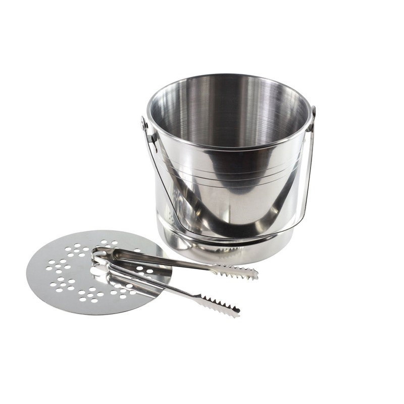 Ice Bucket with Tongs Small Home Set Stainless Steel with