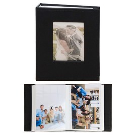 Mini photo albums, 100 pocket album 4×6,Small Mini Capacity leather Photo Album, Each Pack Holds 100 Top Loader Vertical Only Picture for Kids Boy Girls，Black