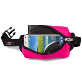 flexi-gurt Stretchy Waist Bag, Flexible Belt Pocket, Running Belt, Race Number Band for Sports, Running, Jogging, Leisure, Travel, Ideal for Valuables, Smartphone, Sports Food, pink