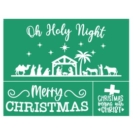 JAAJDO Christmas Begin with Christ Silk Screen Stencils Holy Family Mesh Stencils Christmas Stencils Reusable Self Adhesive Stencils Christmas Decorations for Home/Window Decor/Hand Towels