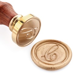 Wax Seal Stamper, VOOSEYHOME Initial Handwritten Letter Alphabet C Stamp with Rosewood Handle, Decorating on Invitations Mail Envelopes Sealers Cards Books for Birthday Themed Party Wedding Signature