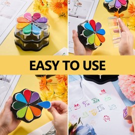 Petal Shape Stamp Pad Set, 8 Colours Ink Pads for Scrapbooking Card Making Arts and Crafts(Summer)