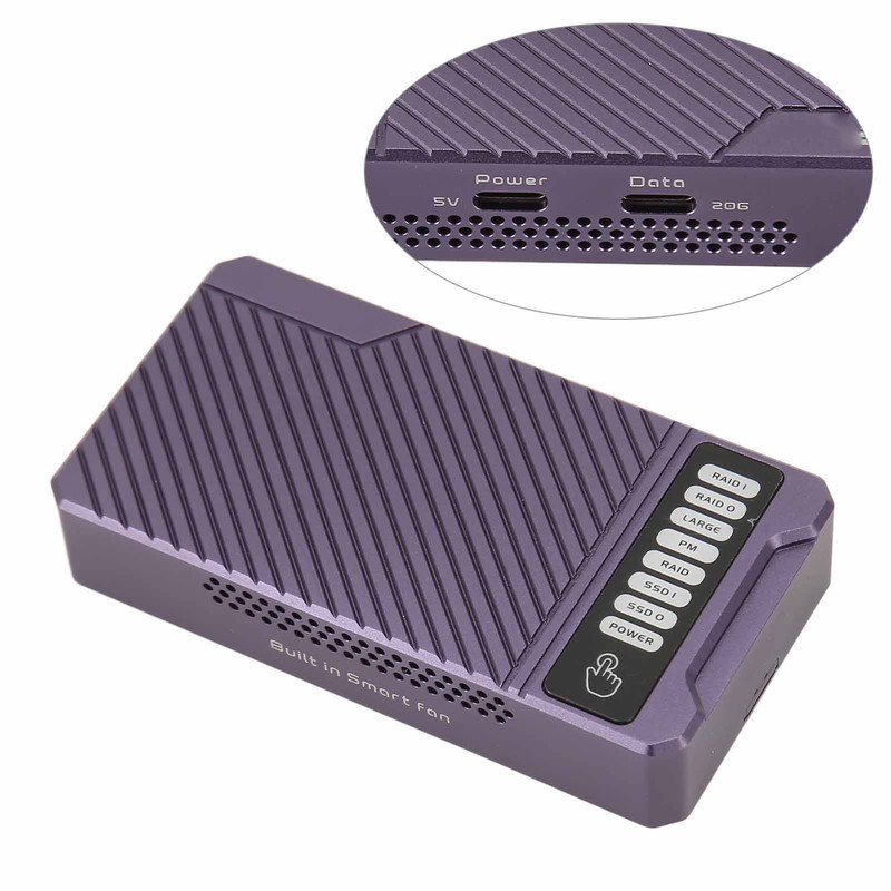RAID Hard Drive Enclosure NVMe Dual Bay 20Gbps 4 Modes