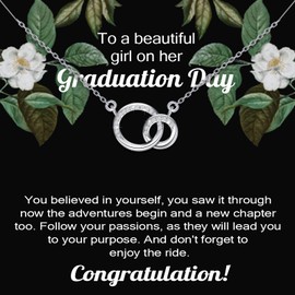MYOSPARK Graduation Necklace Gifts Don't Forget To Enjoy The Ride Message Card Jewelry High School College Graduation Gifts for Her (Beautiful Girl Card NL)