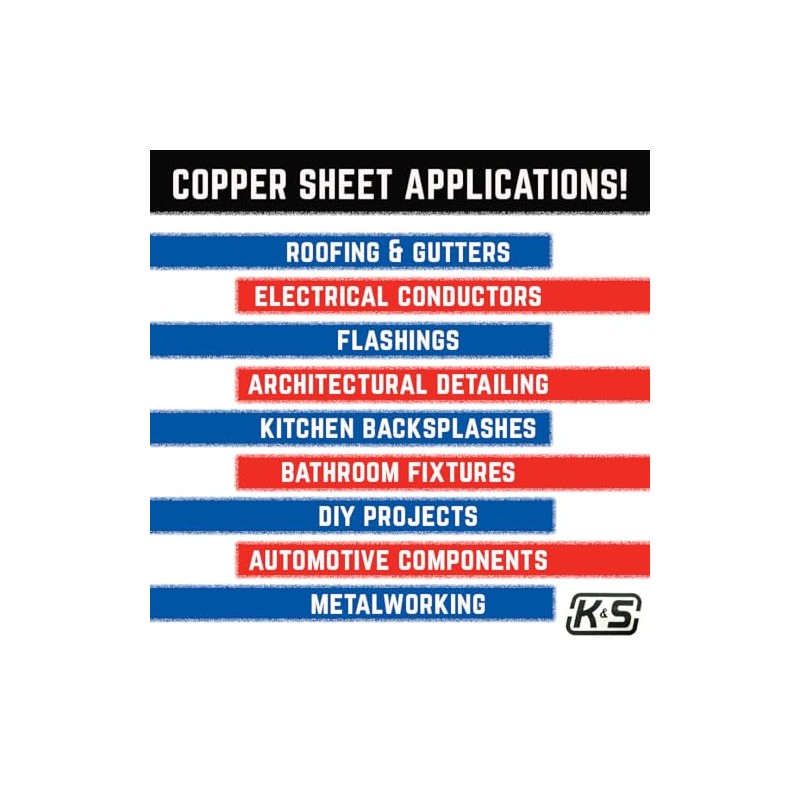 K&S 259 Copper Sheet: 0.025" Thick x 4" Width x