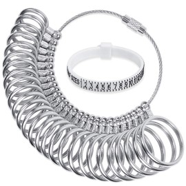 Ring Sizer Gauge Set with Plastic Ring Sizer Belt Metal Finger Measurement Tools US 0-13 Standard Finger Sizing Tool for Women and Men