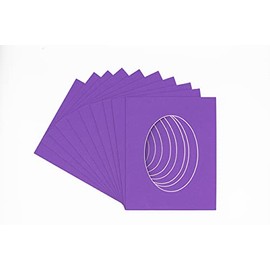 Purple Acid Free 11x14 Oval Picture Frame Mat with White Core Bevel Cut for 8x12 Pictures - Fits 11x14 Frame - Pack of 10 Matboards