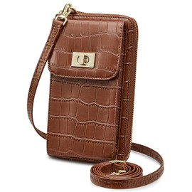 S-ZONE Women Crossbody Cell Phone Purse RFID Blocking Small Faux Crocodile Pattern Leather Wallet Bag Card Holder Purse
