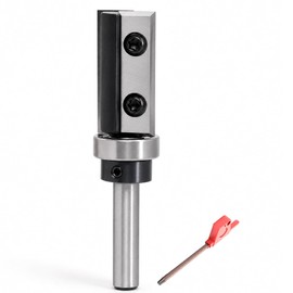 SICWOOD Flush Trim Router Bit 1/4 Inch Shank, 5/8 Inch Dia Pattern Bit with 2 Reversible Carbide Inserts, 1-3/16 Inch Cutting Height for Template Routing, Woodworking and Edge Trimming