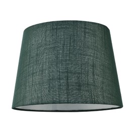 Modern Deep Forest Green Linen Fabric Drum Lamp Shade | 25cm x 18cm x 20cm | Reversible Gimbal for Pendant or Table by Happy Homewares