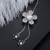 Gleamart Silver Flower Long Pendant Necklace Adjustable Sweater Chain Gift