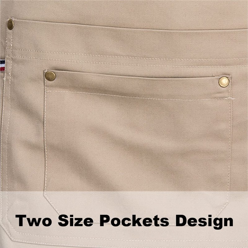 TOPTIE Denim Half Apron Waist Apron Unisex Waitress/Waiter Apron-Khaki