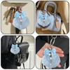 Blue Heart Fluffy Keyring Pearl Bow Pompom Keychain for Women
