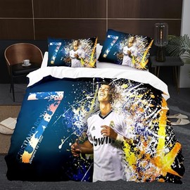 Rcxnm Children's Bed Linen Set with 3D Football Star Motif, 135 x 200 cm Duvet Cover and 80 x 80 cm Pillowcase, for Boys