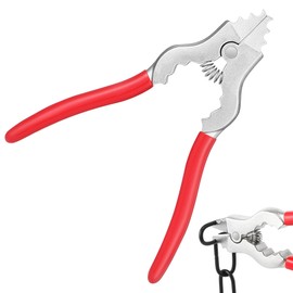 Feekoon Chain Pliers, 7 Inch Fixture Link Pliers, Malleable Iron Chain Pincers, Opener Closer Remover Pincers, Light Link Tool with Rubber Grip for Chandelier Shackle Light Fixture Accessories, Red