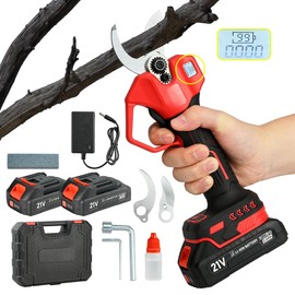 AHONG AN 21V Brushless Cordless Pruning Shears 2 Batteries&2 Blades, Electric Scissors 1.26"(32mm) Cutting Diameter, Lightweight for Tree Trimming & Landscaping