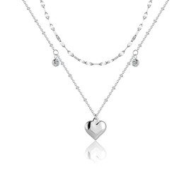 AIBEIOU Cute Heart Necklace Radiant Heart Embellishment 18K Gold/Silver Plated Women's Choker Necklace Fine Gold Heart Piece Sophisticated Gift for Females