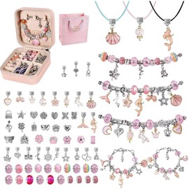 VOSHOME 72 PCS Kit para Hacer Pulseras Niña, Pulseras Niña Manualidades, Kit de DIY Bisuteria de Collar, para Niñas Regalo para Día del Niño, Cumpleaños, Navidad, a Niñas 4-13 Años (Rosa)