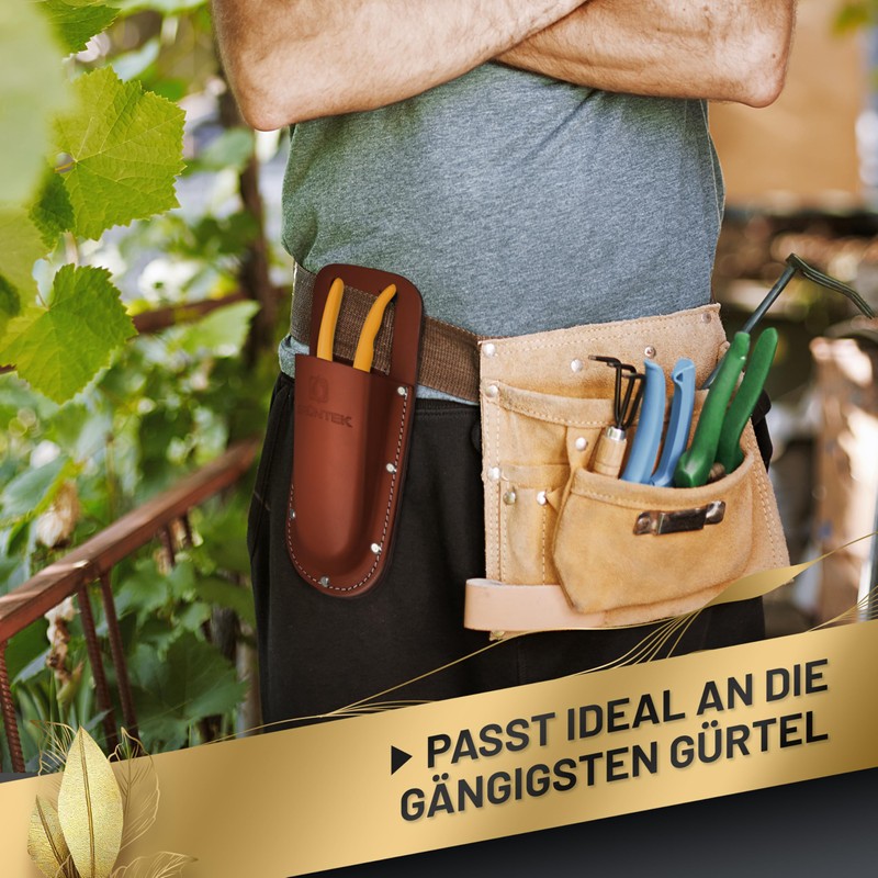 GRÜNTEK Premium Pruner Holster Premium Burgundy Red Genuine Leather Secure