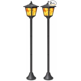 42" Solar Lamp Post Light 2Pack, Solar Torch Flame Light,Outdoor Post Lights Waterproof, Pole Lights Outdoor, Decorative Landscape Lamp for Garden Pathway Entryway Lawn Street