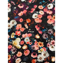 Premium Cotton Fabric Wonderous Winter Pink Purple Floral Black sold by 1/2 yard