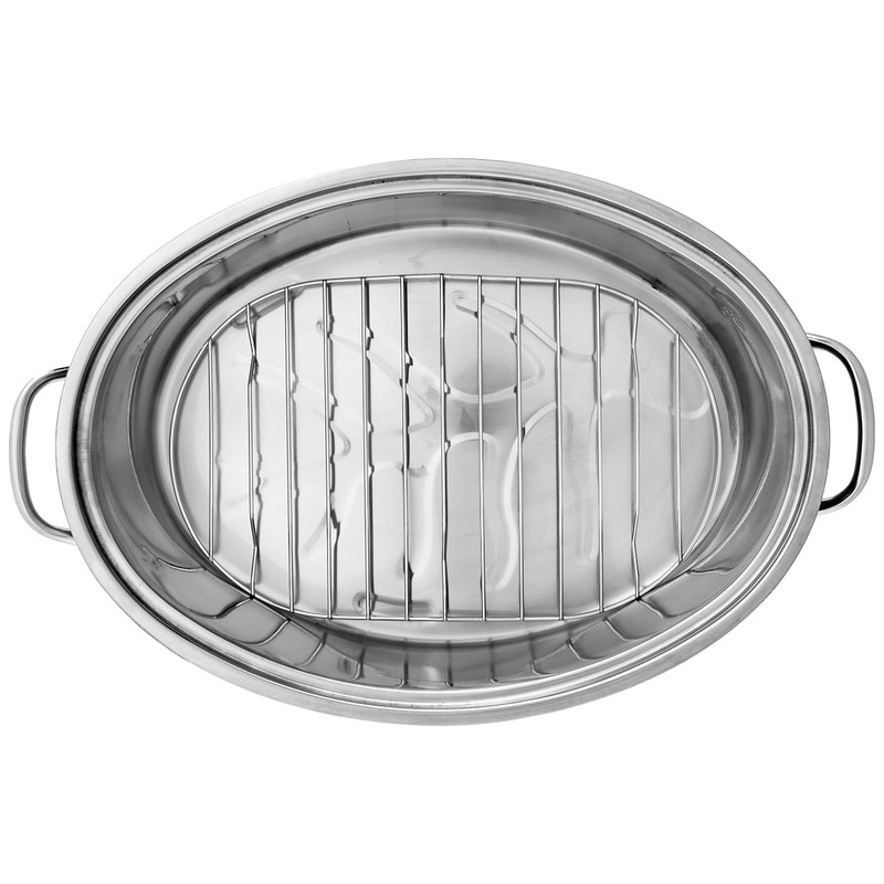 Fox Run Oval Roaster Set, Stainless Steel, 10-Quart