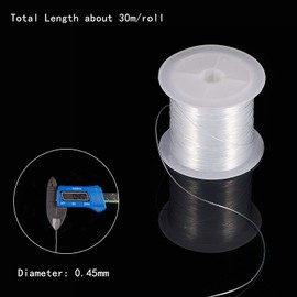 PH PandaHall 0.45mm Crystal Beading Cords Clear Fishing Line Invisible Nylon Thread Jewelry String Wire Cord String for Party Christmas Decor Seed Beads Jewelry Bracelet Making 30 Yards