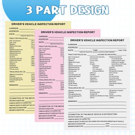 Detailed Driver's Vehicle Inspection Report Forms/Books,5 Packs 3-Ply Carbonless,50 Sets of Forms per Daily Pre-Trip Checklist Log for Truck Drivers 5.5" x 8.5".(Total 250 Sets)