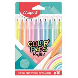 Maped - Colour'Peps Pastel Felt Tip Pens with Medium Tip - x10 Pens
