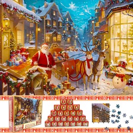 Puzzle Advent Calendar 2024 Christmas Jigsaw Puzzles, 24 Parts 1008 Pieces Christmas Puzzles Jigsaw Puzzles Gift for Adults Kids