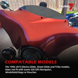 TSUNG 4.5" Smoke Round Windshield Batwing Windscreen Fit for 1996-2013 Touring-Style & Bagger-Style Motorcycles (Fit 96-13 Smoke, 4.5inch)