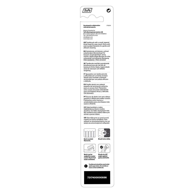 TePe Select X-Soft Toothbrush, Adult Soft-Bristle Toothbrush with Compact Tapered