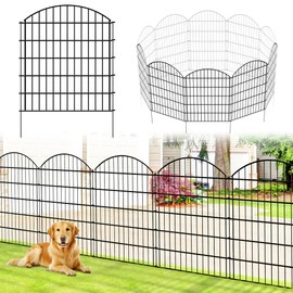 Thealyn Metal Garden Fence 32 inch H x 28 inch W (10 Panels, Total Length 23 ft) Dog Fence No Dig Fence Rustproof Animal Barrier Fencing Border Fence for Dog, Rabbits, and Patio,Yard