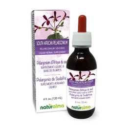 Naturalma South African Pelargonium or Umckaloaba (Pelargonium sidoides) Root Alcohol-Free Tincture - 4 fl oz Liquid Extract in Drops - Herbal Supplement - Vegan