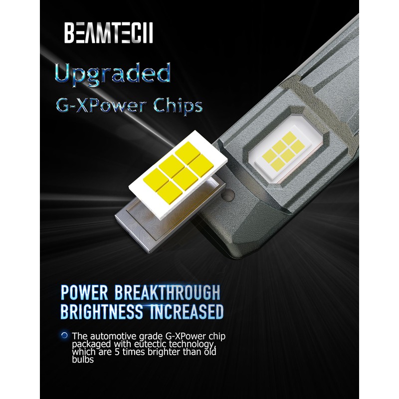 BEAMTECH H7 Light Bulbs, G-XPower Chips Fog Light Bulb 500%