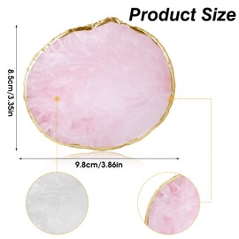 Wanmu 2Pcs Resin Nail Art Palette, Nail Painting Mixed Color Palette, Gilded Edge Nails Gel Color Makeup Display Board Pallet, DIY Nails Gel Makeup Display Board Pallet (White & Pink)