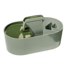 HAN Toolbox Loft Plastic Basket with Handle, 4 Compartments Desk Basket, Cleaning Basket, Craft Basket, Storage for Utensils, Light Green, 1200-41