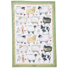 Samuel Lamont Sheep Breeds Cotton Tea Towel, Green