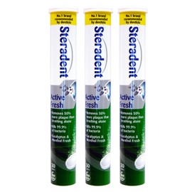 Active Fresh Denture Cleaning Tablets – Eucalyptus & Menthol – 30 Tablets x 3 Pack – Helps Remove Plaque & Stains, Provides Long-Lasting Freshness, Suitable for Full & Partial Dentures