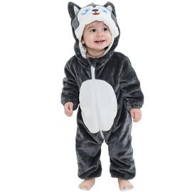 MICHLEY Unisex Baby Boy Girl Hooded Romper Winter Animal Cosplay Jumpsuit Outfits, Dog, 19-24months, Size 100