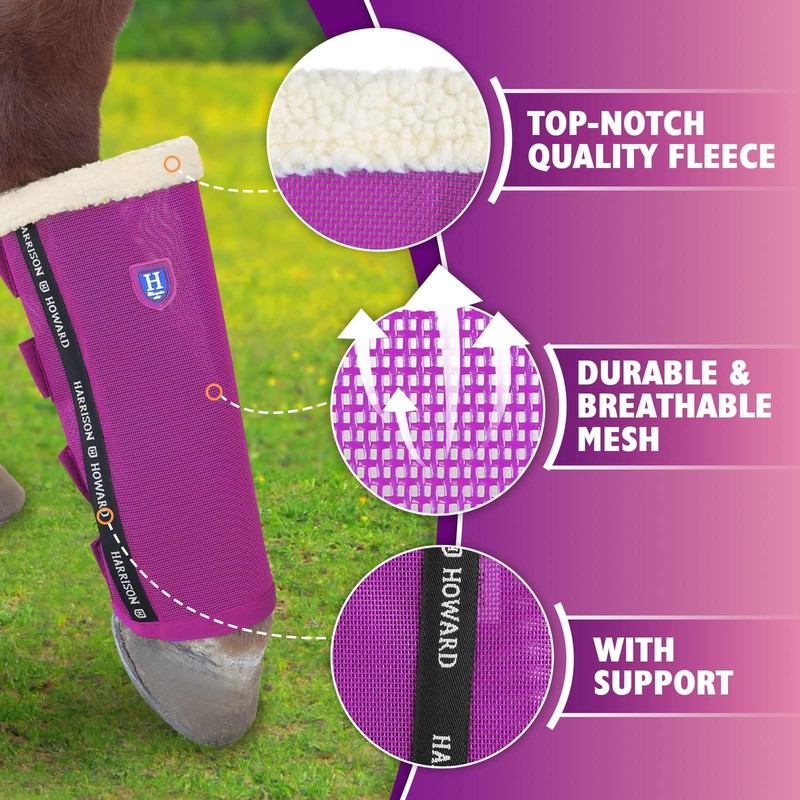 Harrison Howard Loose-Fitting Horse Fly Boots UV-Protective, Breathable, Tear-Resistant Fine